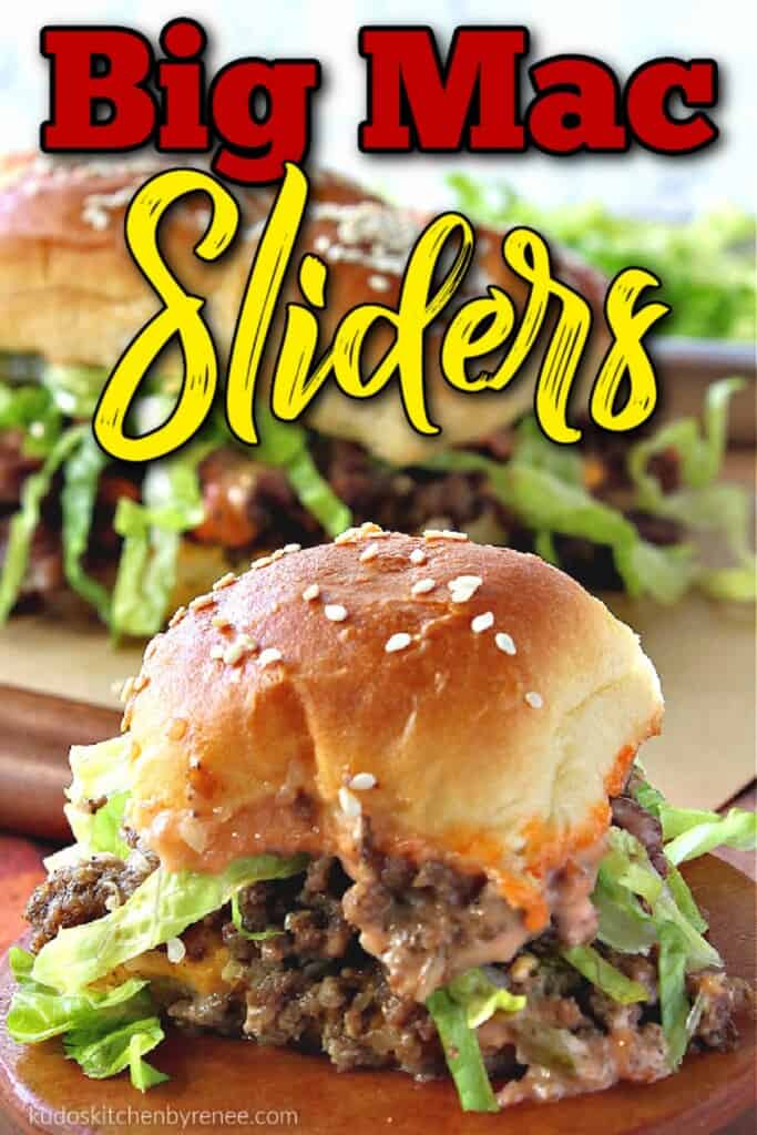 A Pinterest pin for a big mac slider with a title text.