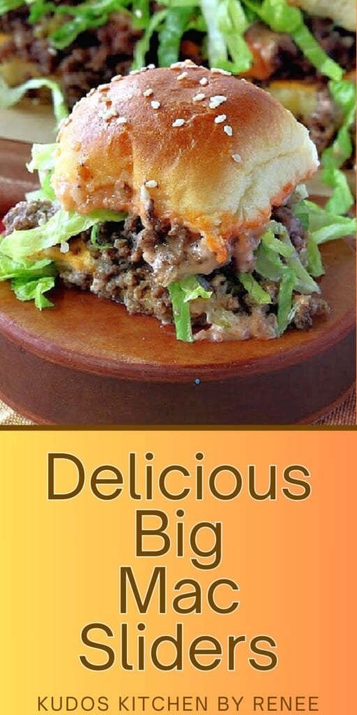A Pinterest pin for Big Mac Sliders with a title text.