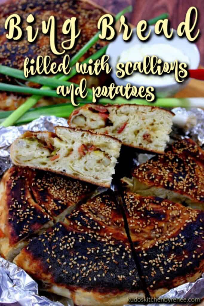 A Pinterest pin with Chinese Bing Bread and a title text.