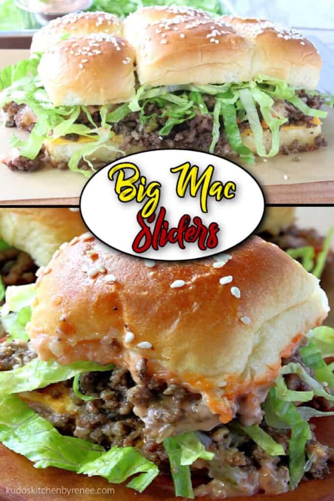 A double image Pinterest pin for Big Mac Sliders along with a title text.
