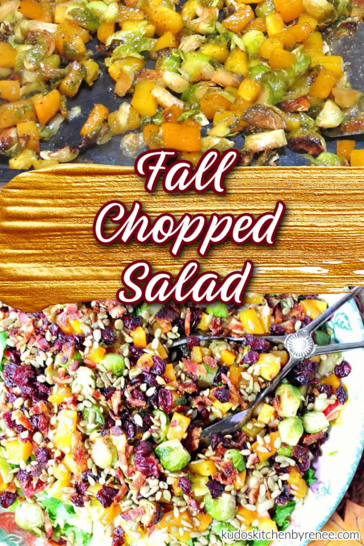 A two image Pinterest pin for Fall Chopped Salad with a title text.