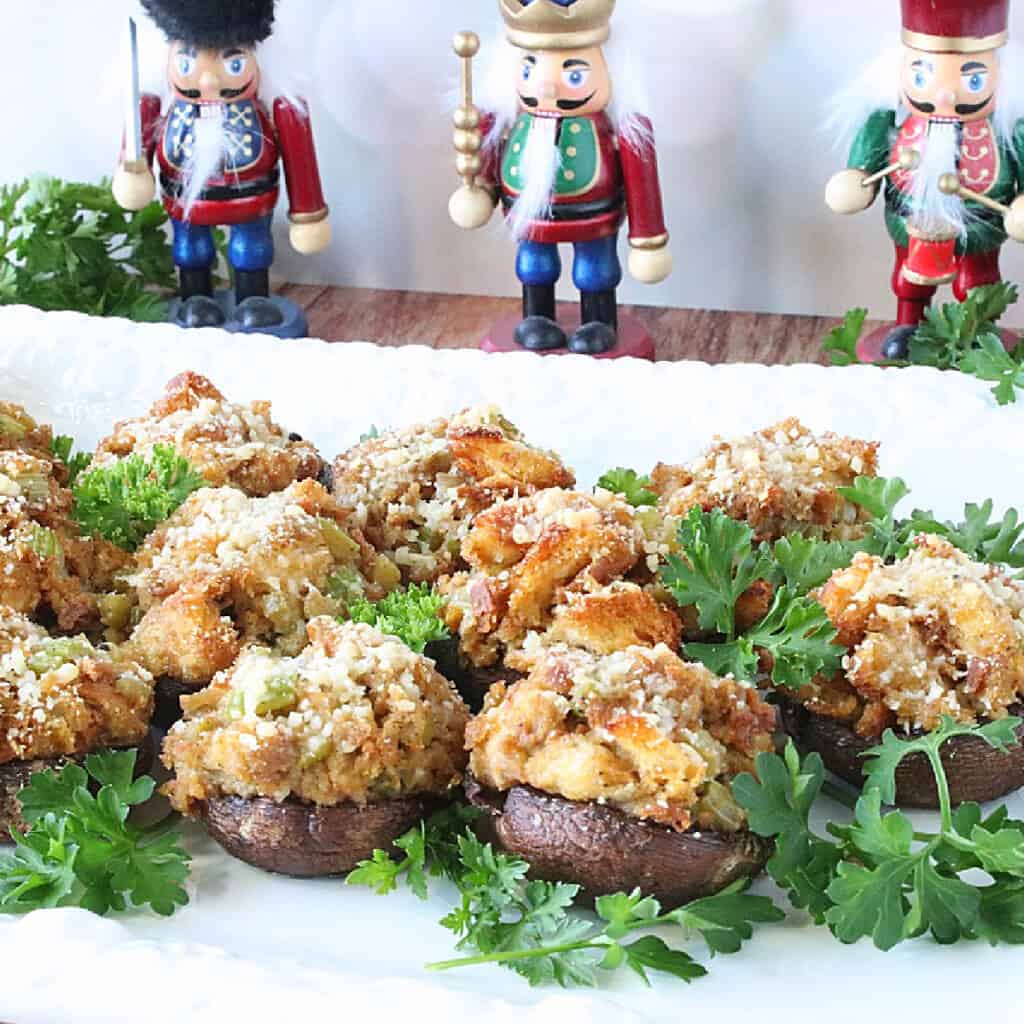Stuffing-Stuffed Cremini Mushrooms - Kudos Kitchen by Renee