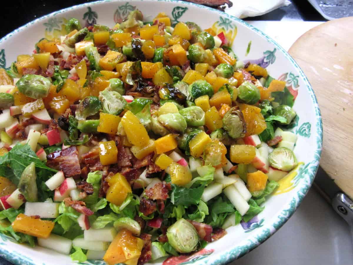 Fall chopped salad in a bowl before adding additional ingredients.