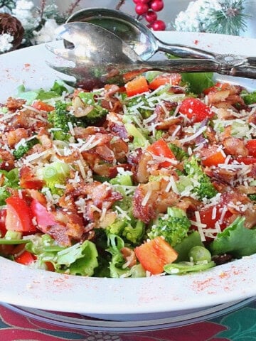 A vibrant and healthy looking Red and Green Salad in a white bowl.