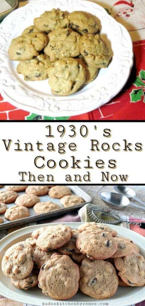 A two image Pinterest college for Vintage Rocks Cookies.