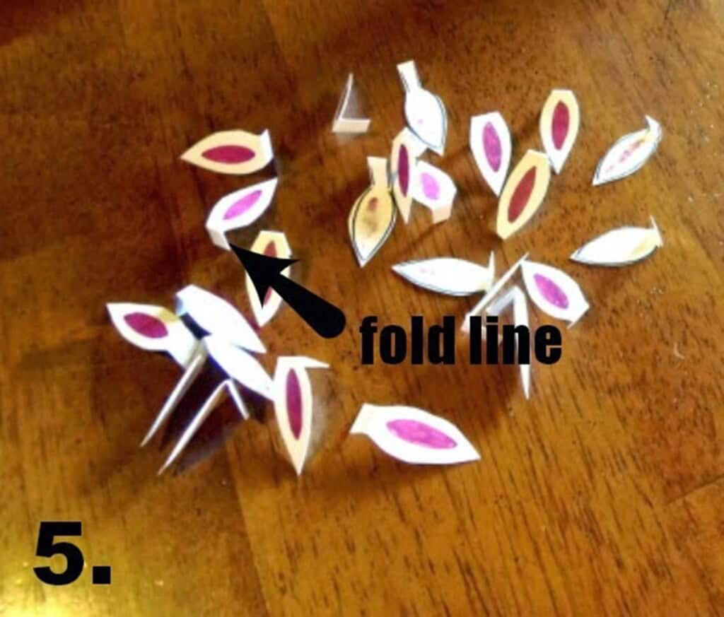 Purple bunny ear templates with fold line.