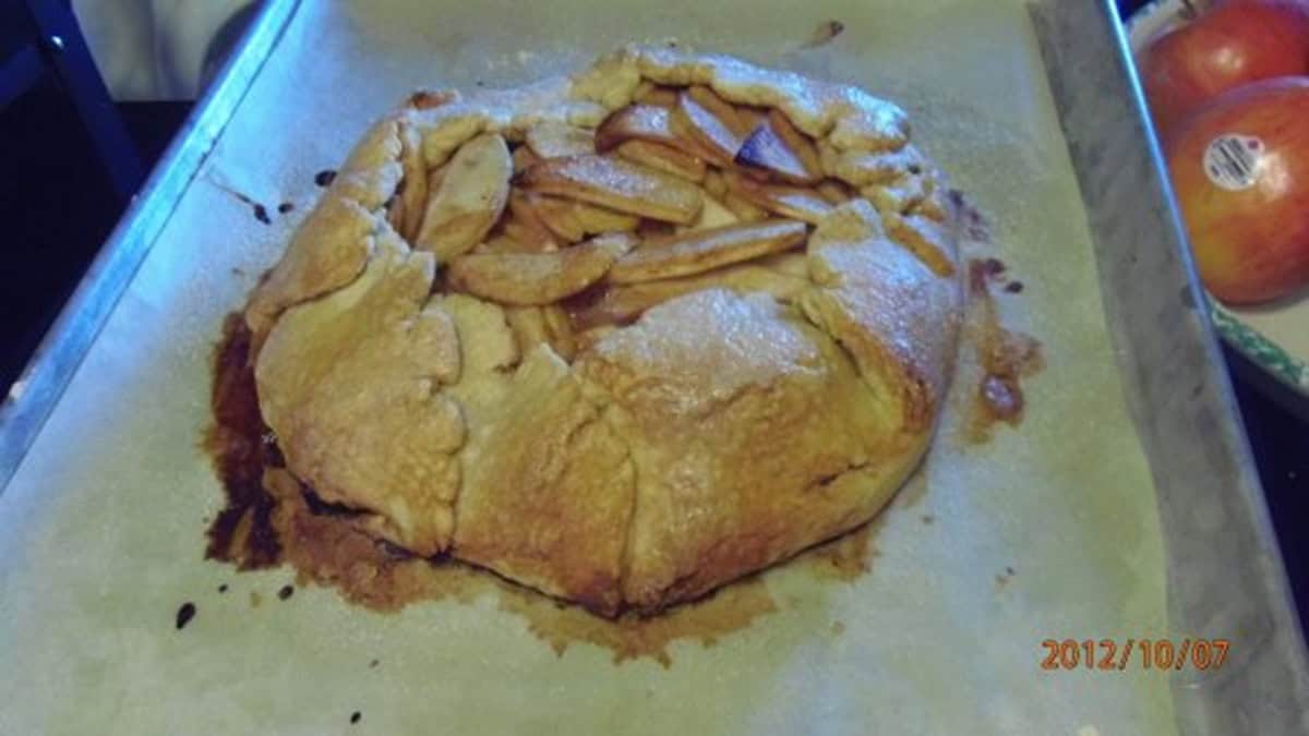 A baked apple crostata just out of the oven.