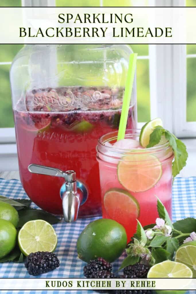 Pinterest pin for Sparkling Blackberry Limeade with a title text.