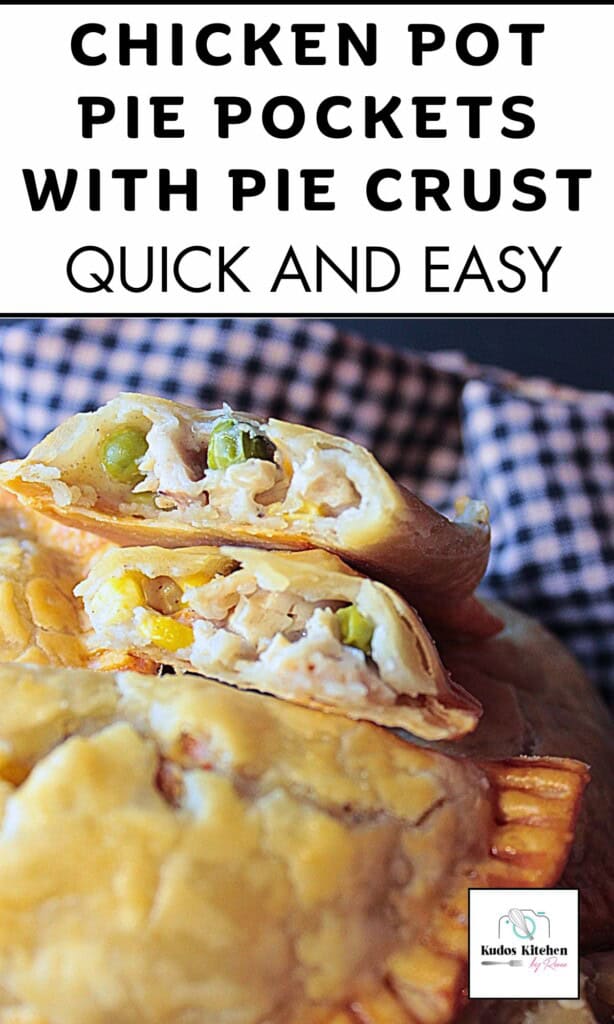A look at the inside of a chicken pot pie pocket made with store-bought pie crust.